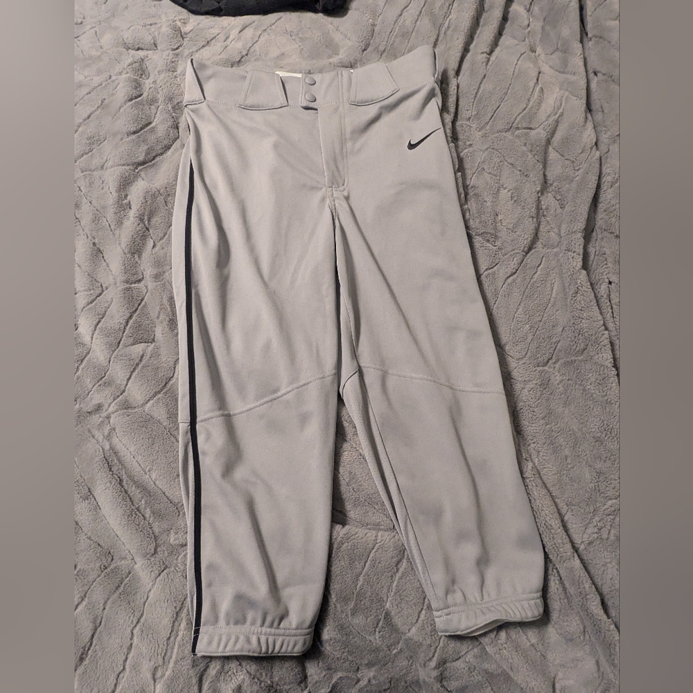 NEW Nike Vapor Select Gray w Black Stripes Piped BASEBALL PANTS MENS’ sz S